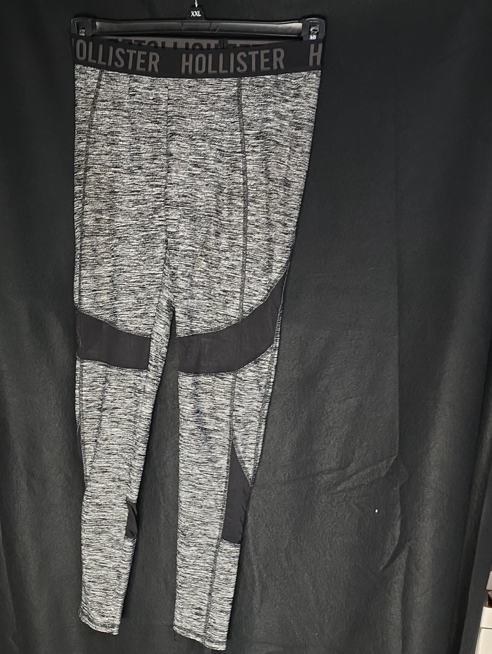 Hollister Gray Marled Leggings with Black Contrast Panels